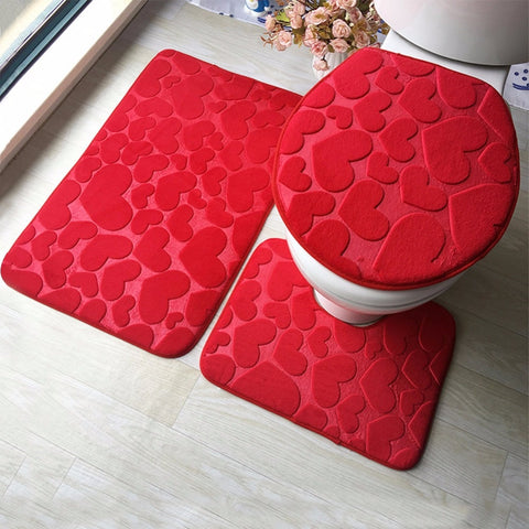 3Pcs/set Bathroom Mat Set Flannel Anti-Slip