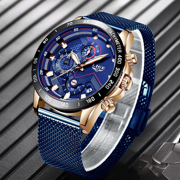 2019 New LIGE Blue Casual Mesh
